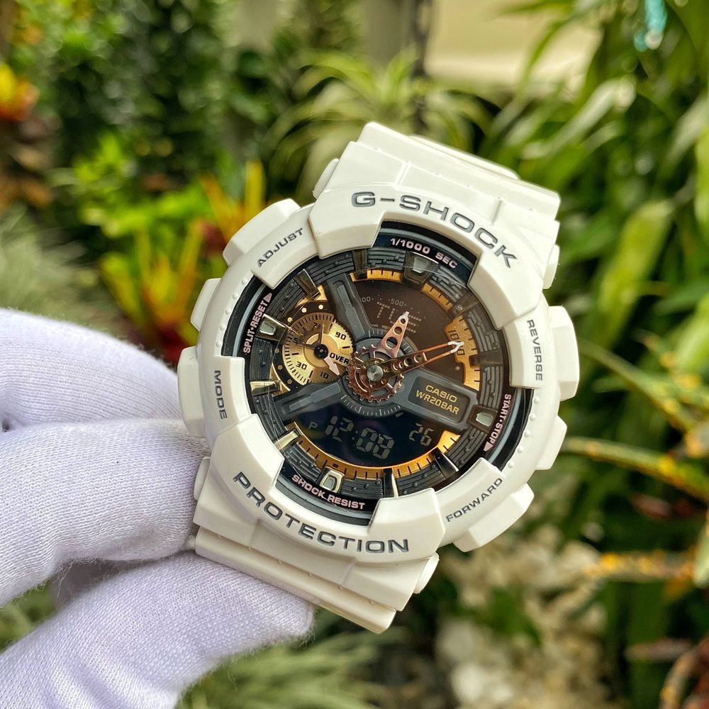 Reloj G-Shock Ga-110MP Blanco Tablero Oro Rosa Réplica 4