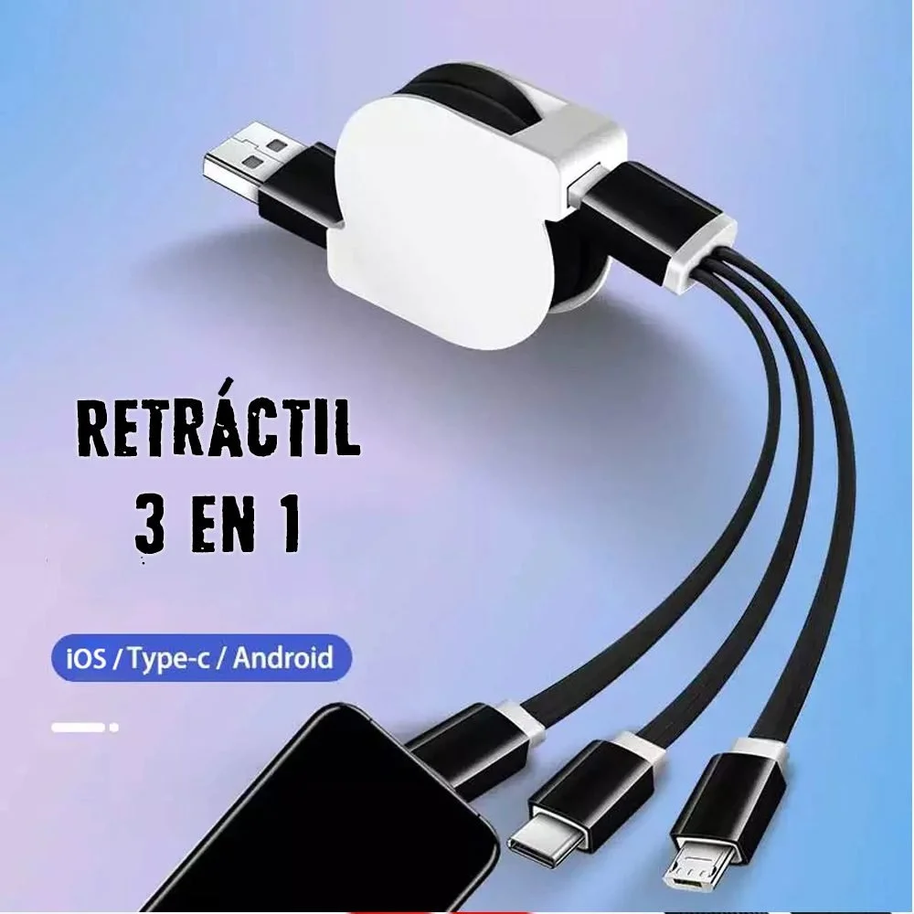 Cable Usb RETRÁCTIL | 3 EN 1 | IOS y ANDROID